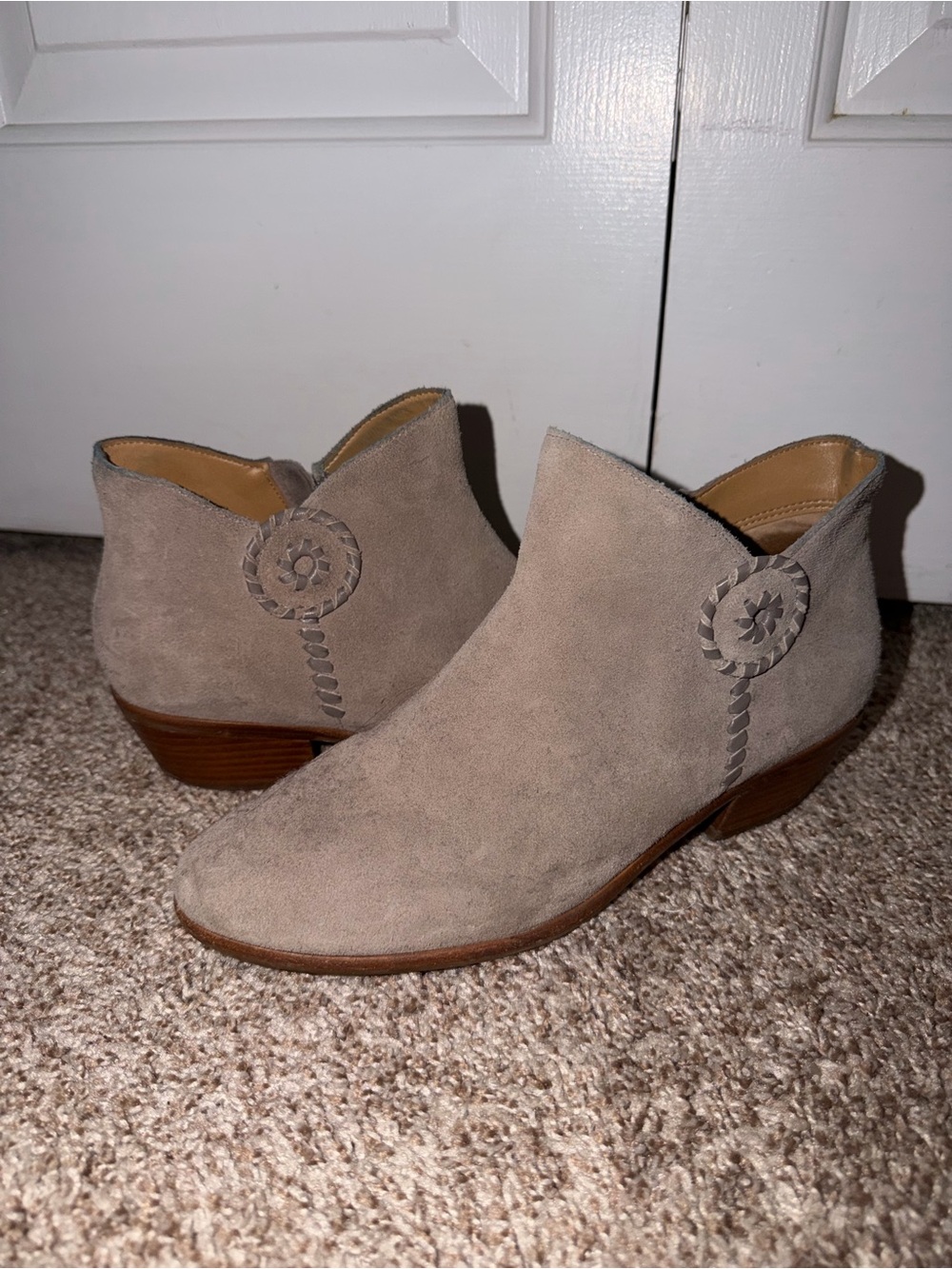 Women's Jack Rogers Suede Ankle Booties in Taupe